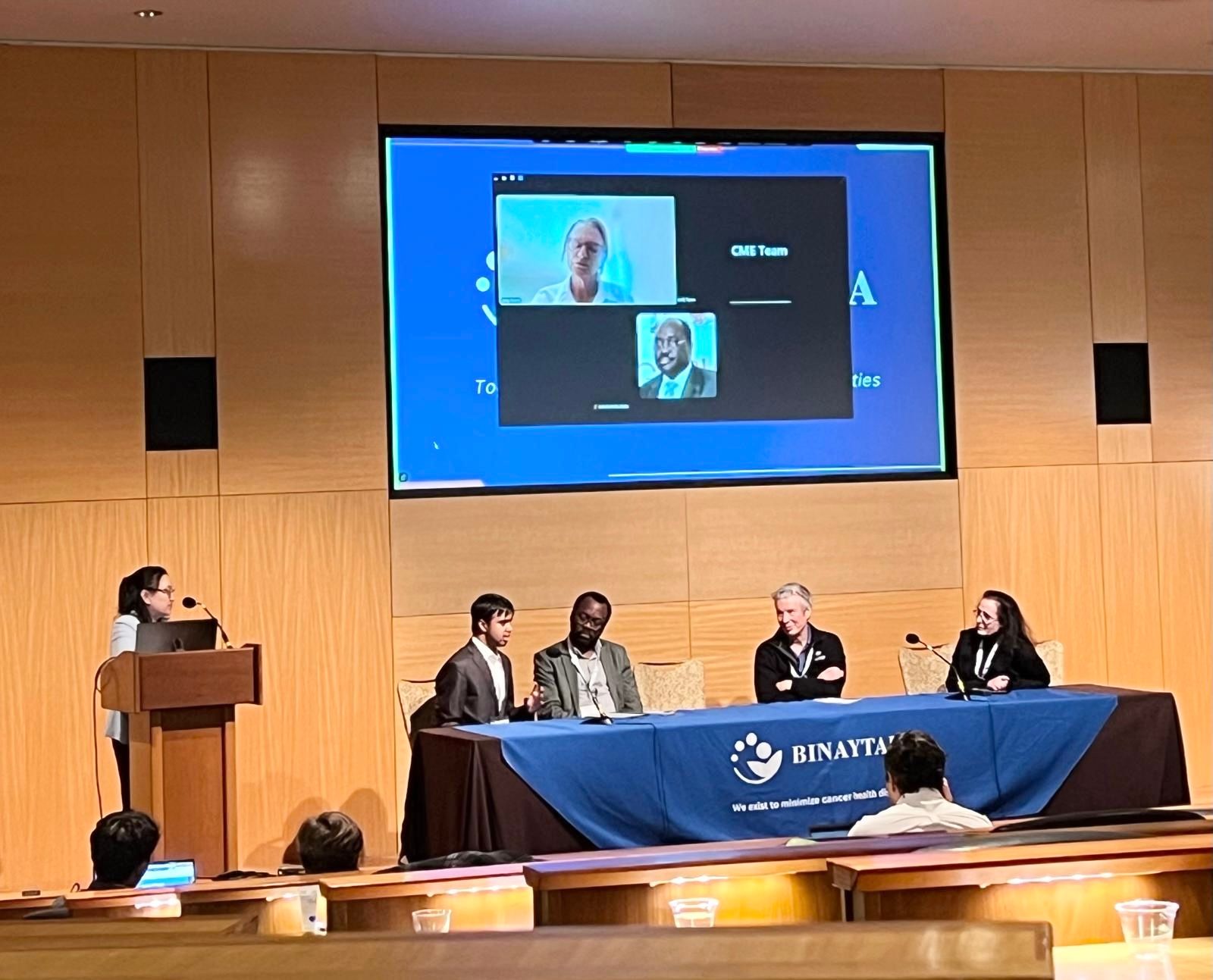 Divyanshu Kumar participating in a Binaytara Global Oncology Summit panel discussion with other speakers.