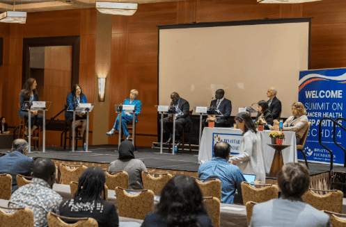 Experts discuss cancer disparities and global oncology solutions during a panel session at Binaytara’s Summit on Cancer Health Disparities.