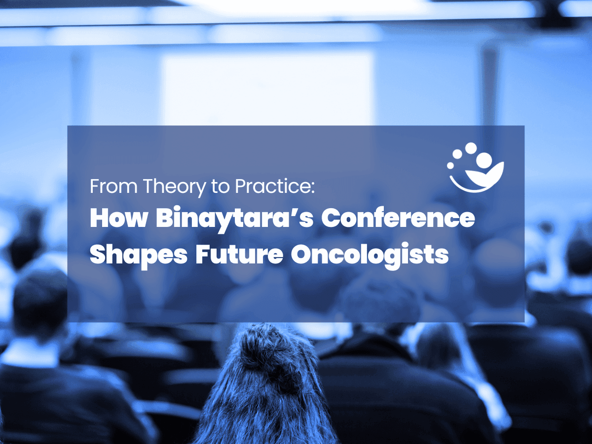 Attendees seated at a Binaytara CME-accredited oncology conference focused on cancer disparities, hematology, breast cancer, and global oncology education.