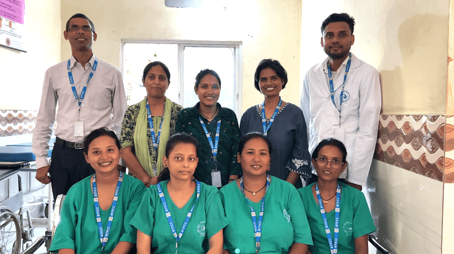 Group of oncology nurses and staff at the Binaytara Cancer Center in Nepal
