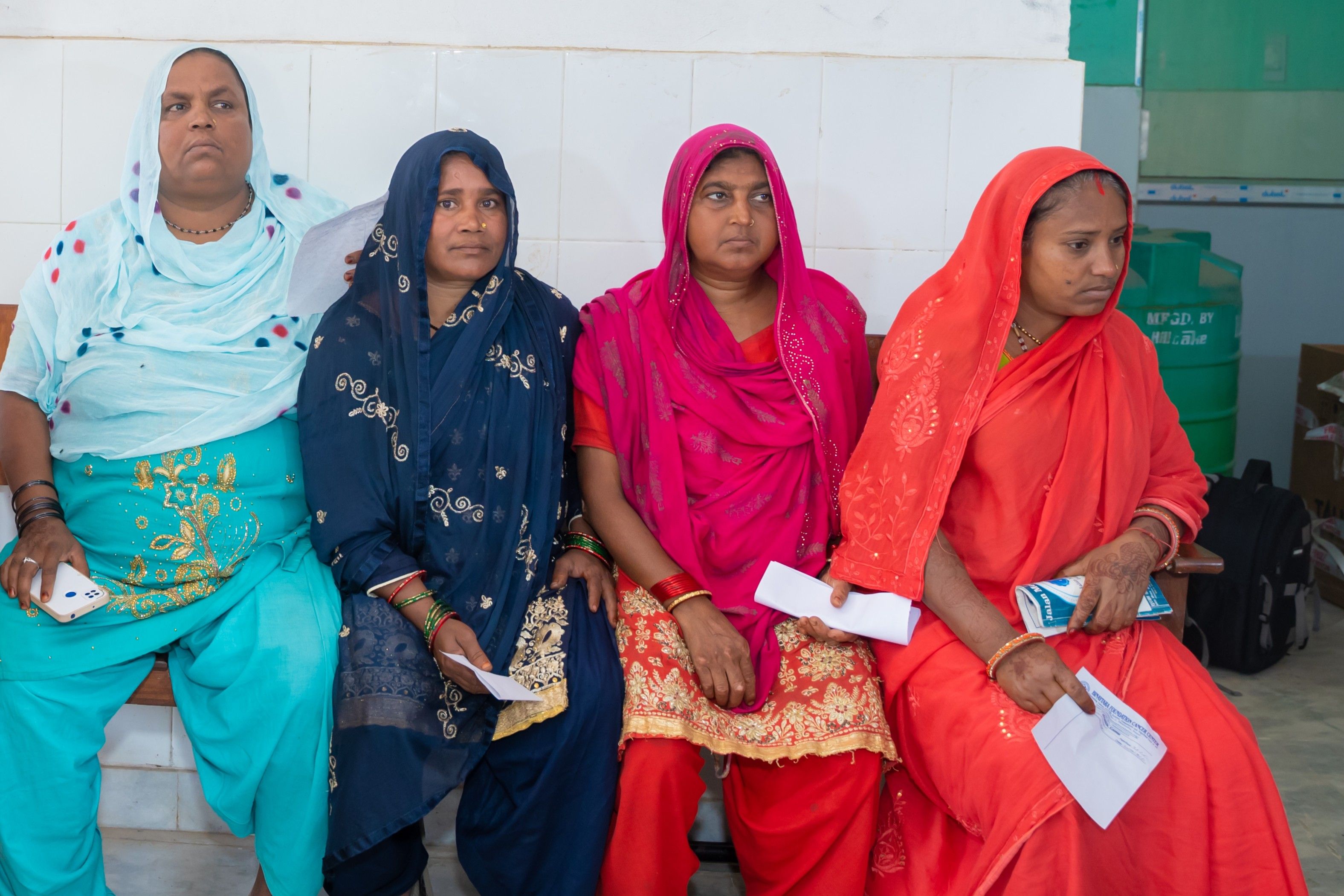 Women wait to receive cervical and breast cancer screening services at the Binaytara Center for Women’s Cancer Access and Advocacy (CWCAA) in Janakpur, Nepal.