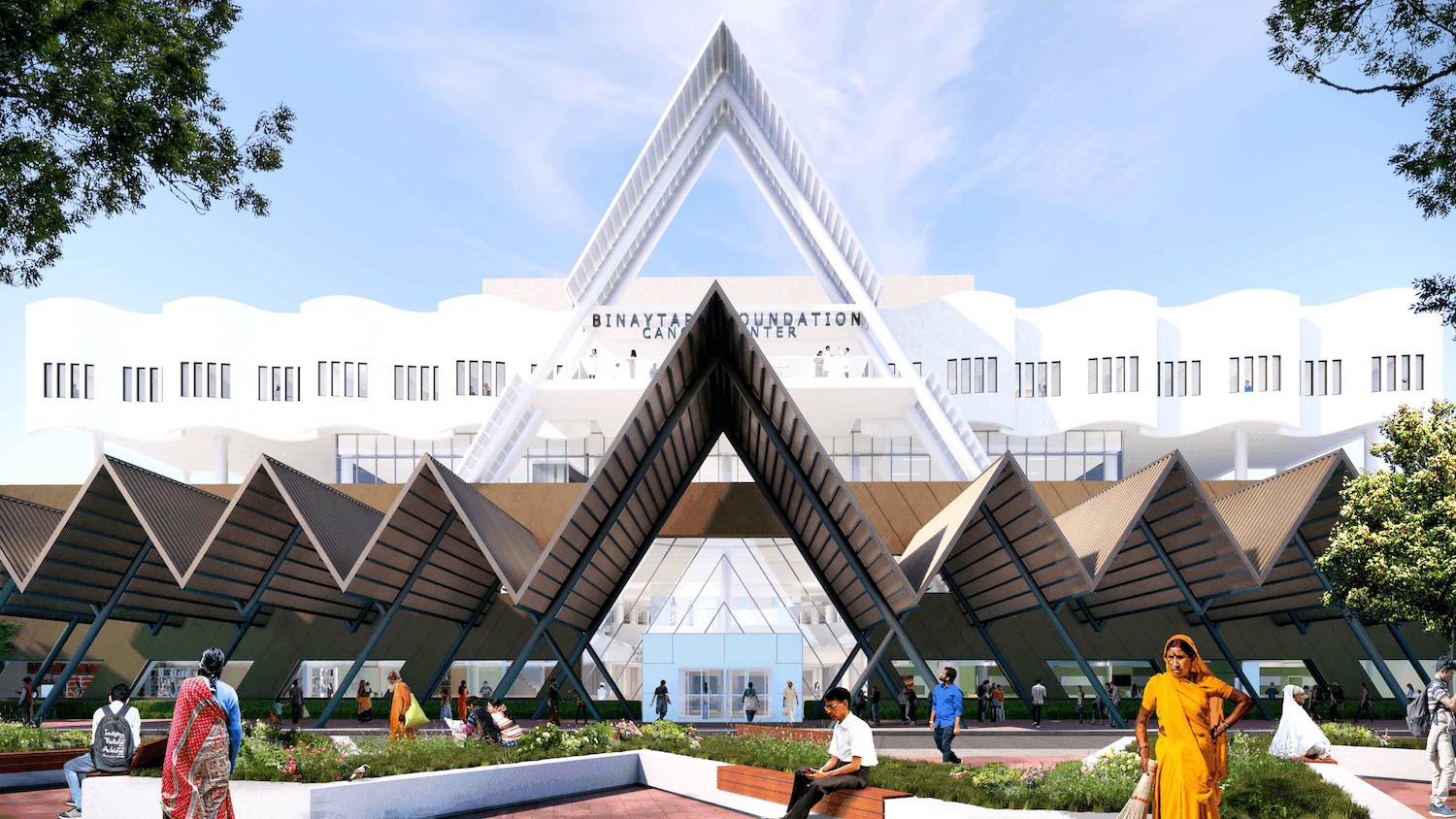 Architectural rendering of the planned 200-bed Binaytara Cancer Hospital in Madhesh Province.
