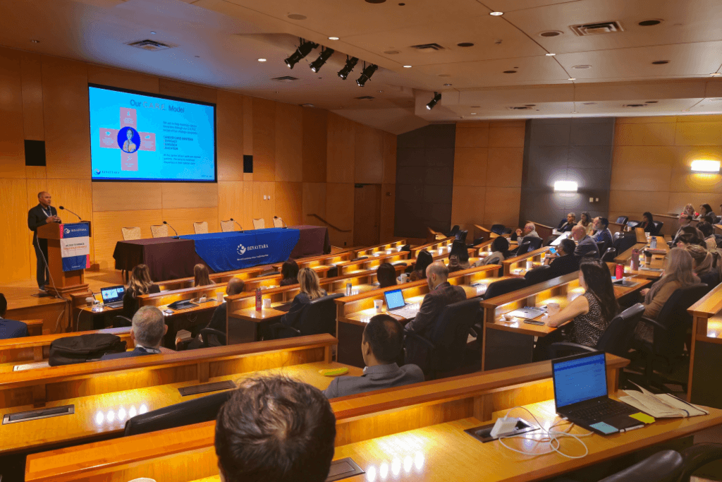 Binaytara president and co-founder, Dr. Binay Shah, addressing Seattle Lung Cancer Conference Participants.