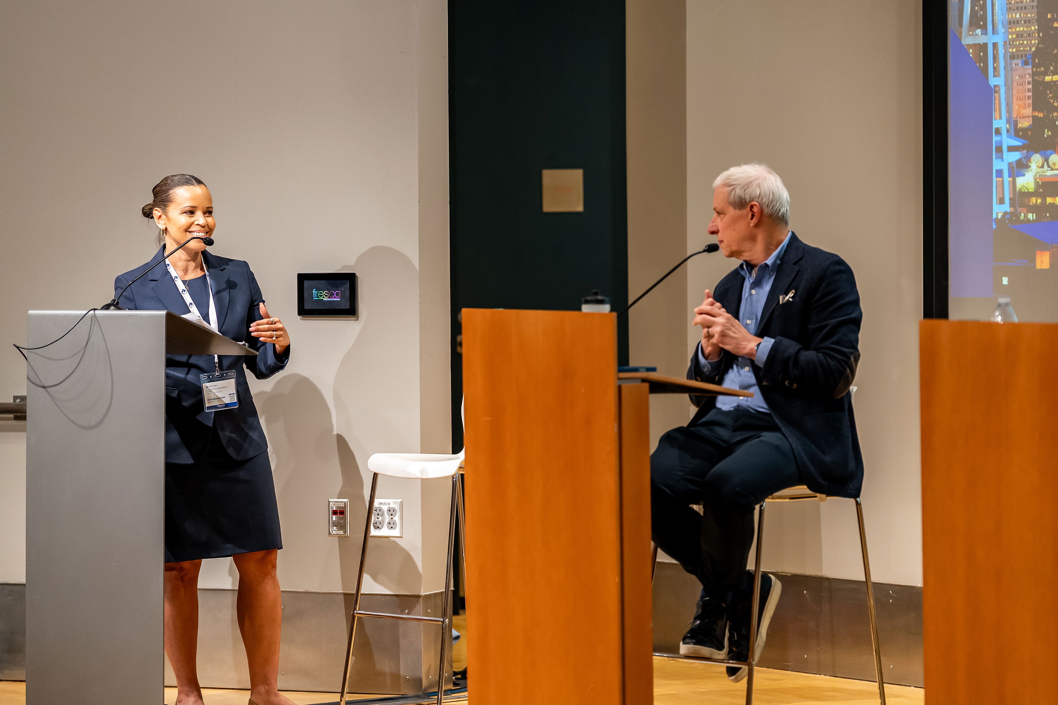 Dr. Larry Kessler and CBS 48 Hours correspondent Anne-Marie Green during the SCHD25 debate