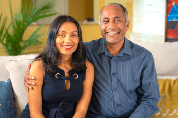 Binaytara co-founders Dr. Binay Shah and Tara Shah smiling together